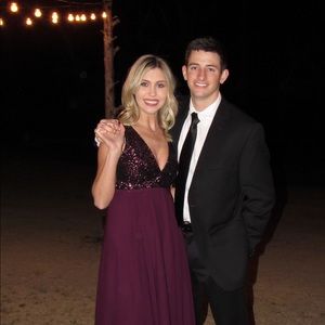 Dress the population maroon dress